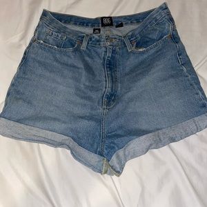 bdg blue denim shorts